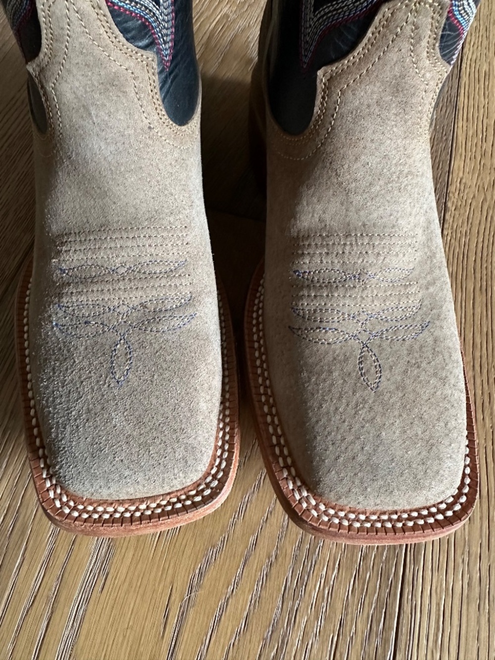 R. Watson Boar Leather Cowboy Boots Wide Square Toe RW8604-2 Men’s 8.5D Western - Picture 9 of 14